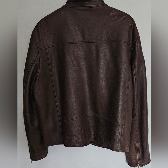 Red Wing Shoes Leather Jacket Cafe Racer Moto Men's Size XL Brown Motorcycle - Picture 5 of 15